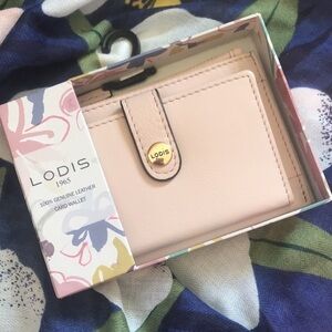Brand New Lodis Genuine Leather Pale Pink Card Wallet in Gift Box